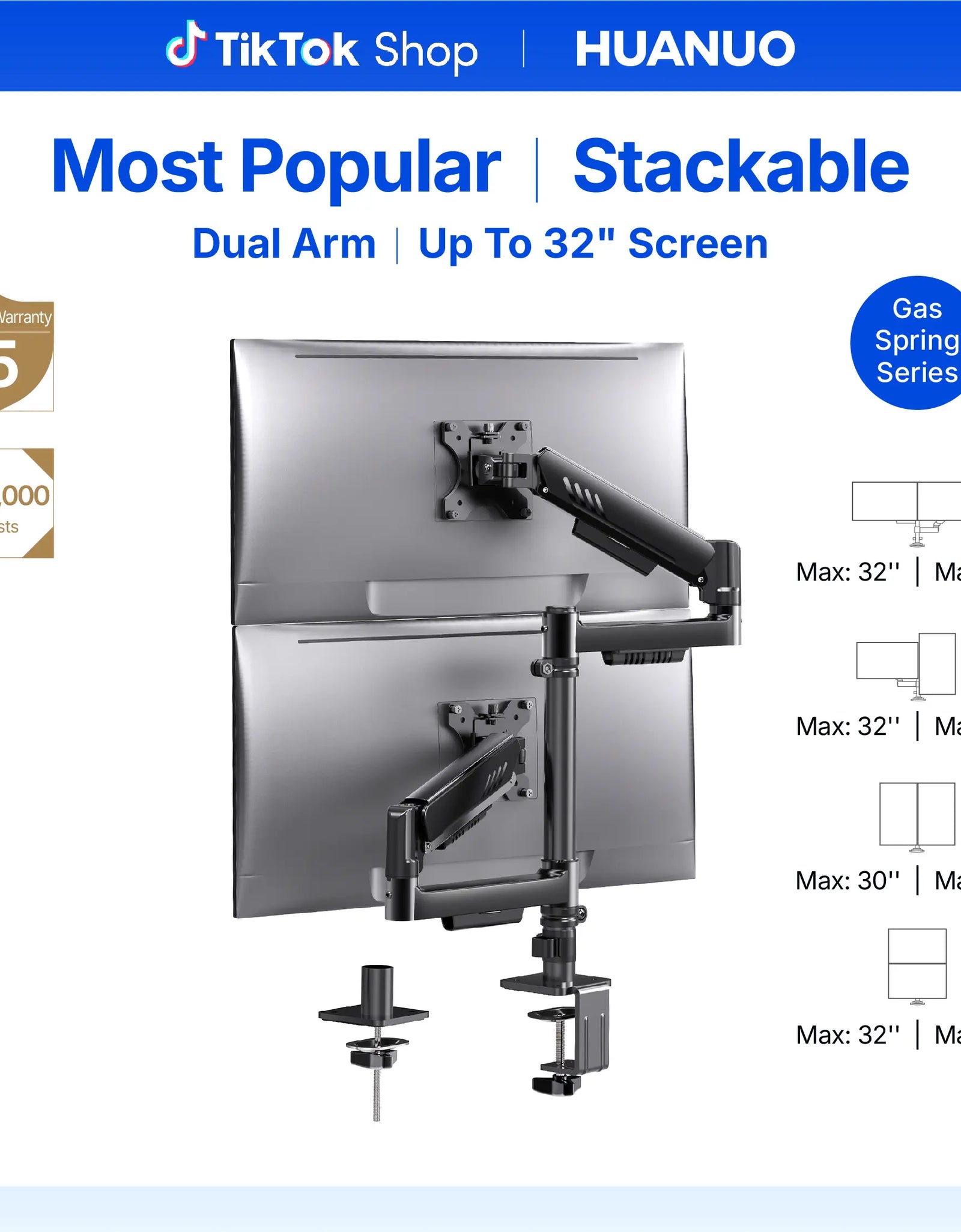 Stackable Dual Gaming Monitor Arm