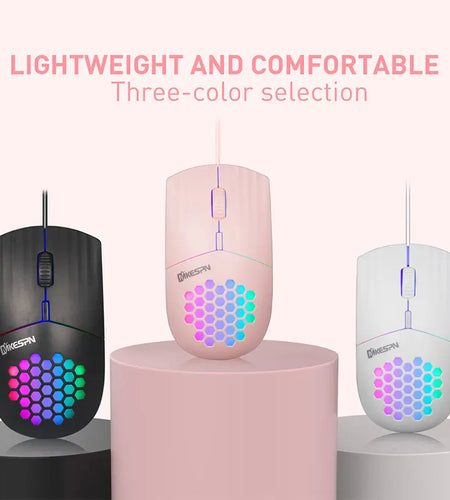 Wired RGB Backlit Honeycomb Shell Gaming Mouse