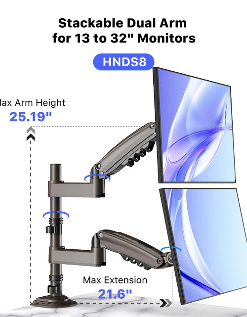 Load image into Gallery viewer, Stackable Dual Gaming Monitor Arm
