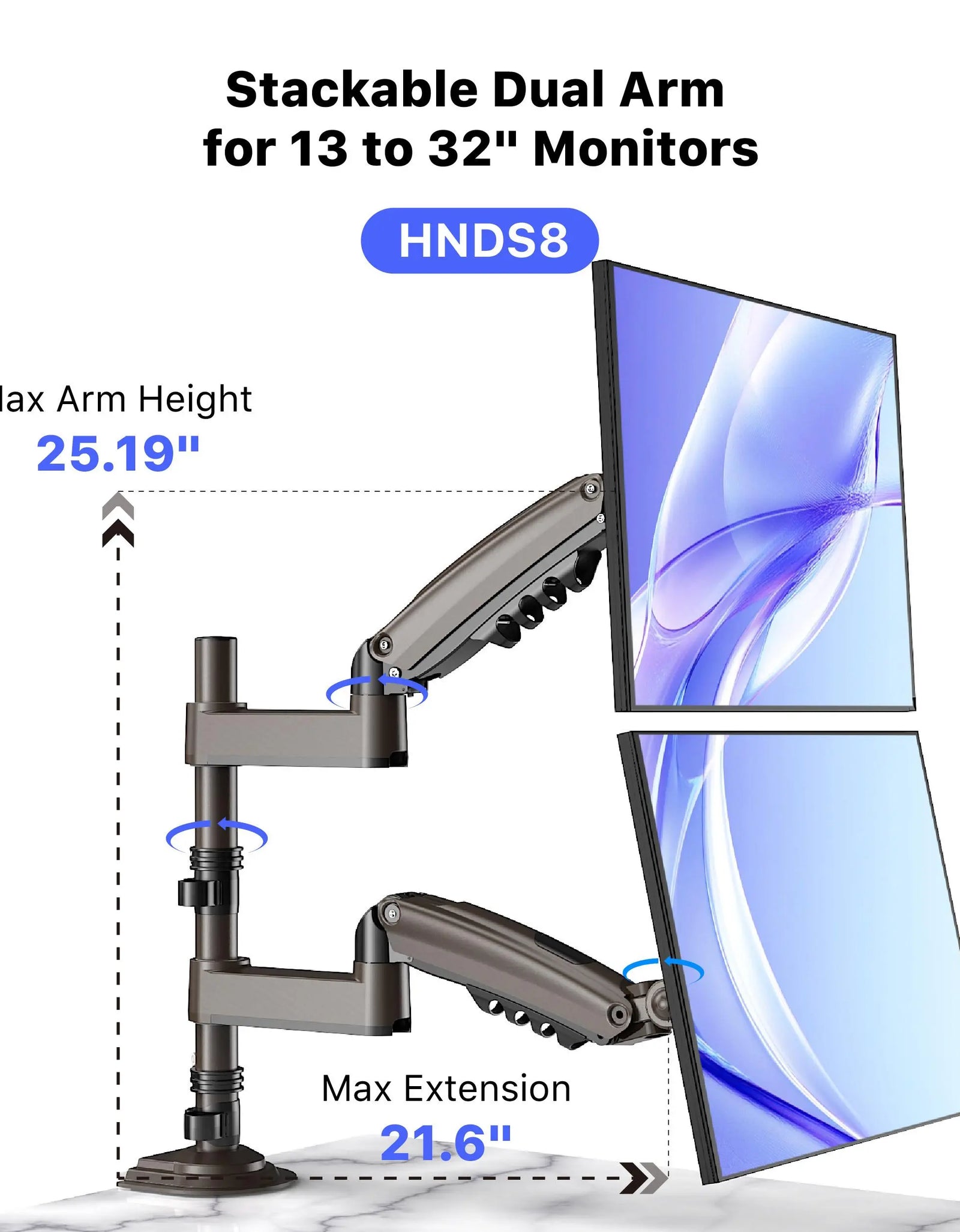 Stackable Dual Gaming Monitor Arm
