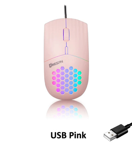 Wired RGB Backlit Honeycomb Shell Gaming Mouse